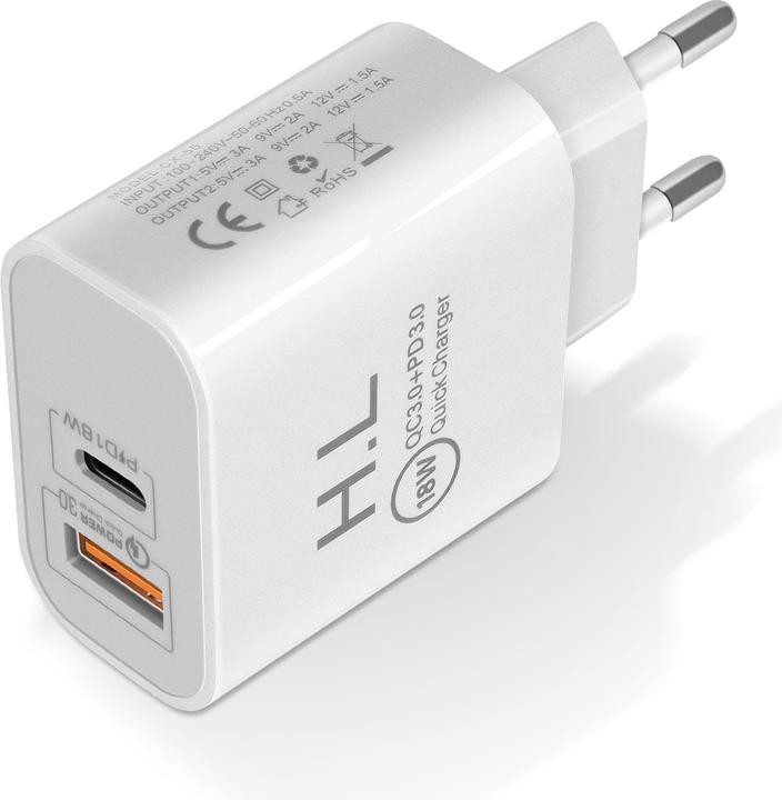 Produktbild Avizar Netzteil, 3A USB-C + USB Wand-Ladegerät (18 W)