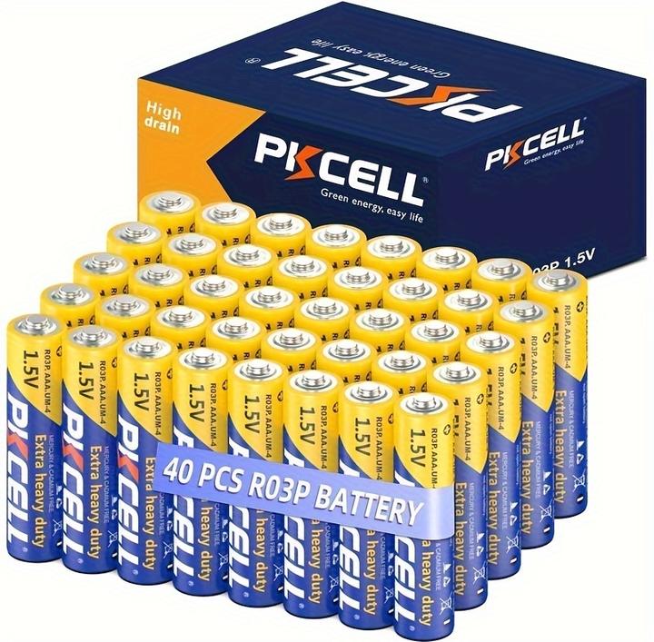 Produktbild Pkcell 40er Pack AAA 1,5V Zink-Kohle Batterien nicht wiederaufladbar (40 Stk., AAA)