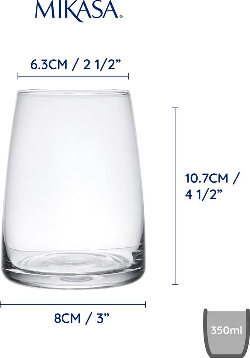 Actual product image Mikasa Palermo Crystal Stemless Wine Glasses, Set of 4, 350ml (0.35 l, 4 x)