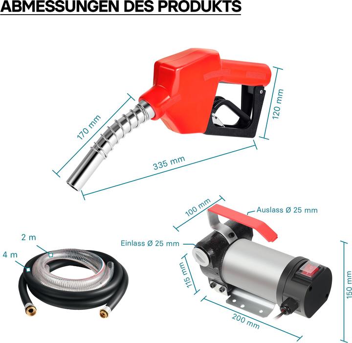 Produktbild Wiltec Bio Dieselpumpe 12V 150W 40l/min Heizölpumpe selbstansaugend Zapfpistole