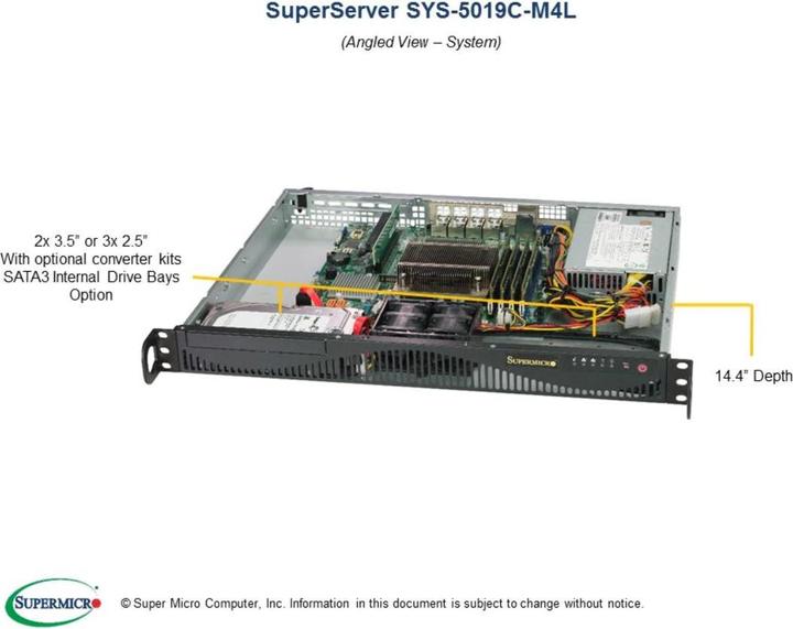 Produktbild Supermicro 5019C-M4L: LGA1151, 350W NT