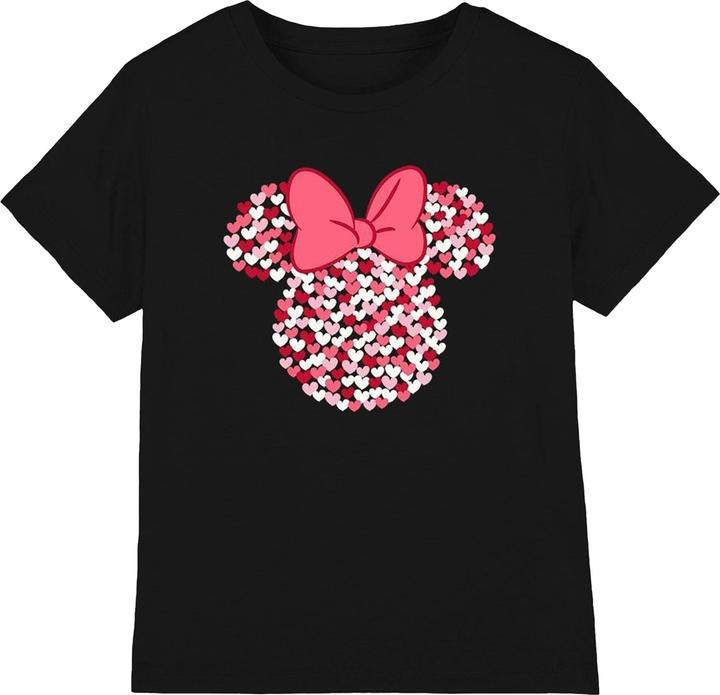 Actual product image Disney Childrens/Kids Minnie Mouse Heart Ears Silhouette Valentine's Day T-Shirt (116)