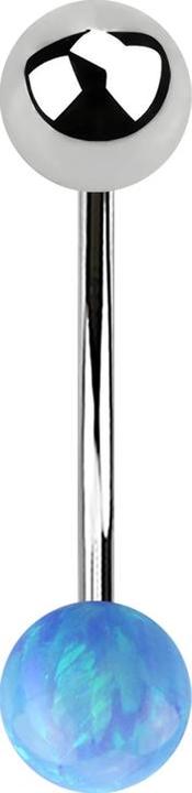 Produktbild Star Piercing Micro Banane silber mit Kugel und Kugel Opal hellblau (ohne Messing, Chirurgenstahl 316L)