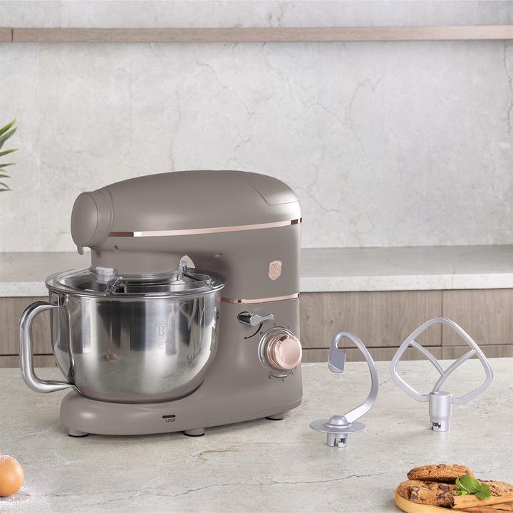 Produktbild BerlingerHaus Design Küchenmaschine inkl. Fleischwolf & 3 Pasta-Aufsätze, 1500W, taupe (1500 W)