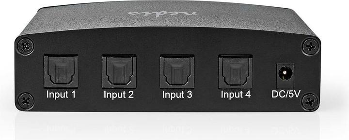 Actual product image Nedis Digital Audio Switch | 4-Way | Connectors - Input: DC Power / 4x TosLink | Connectors - Off (0.05 m)