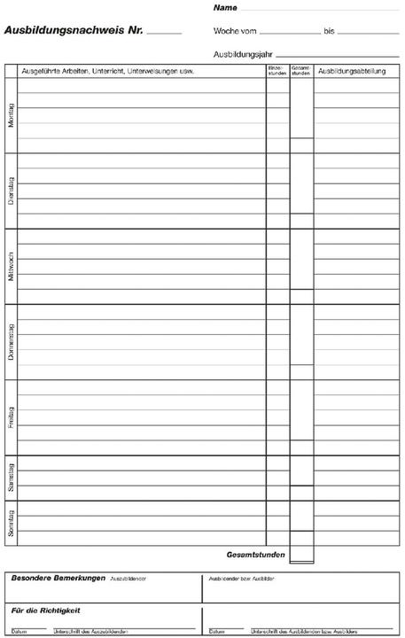 Nutritional values and ingredients Rnk Publisher Training record booklet, daily, DIN A4 (28 x)