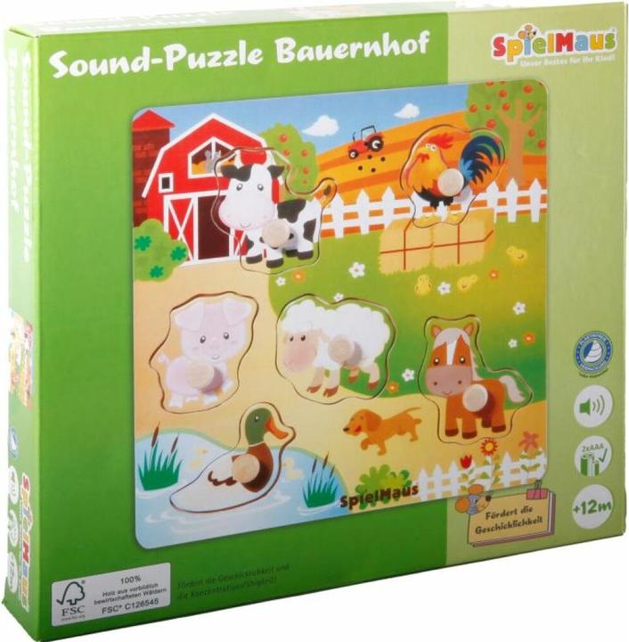 Image du produit Spielmaus SMH Puzzle sonore en bois La ferme (6 pièces)