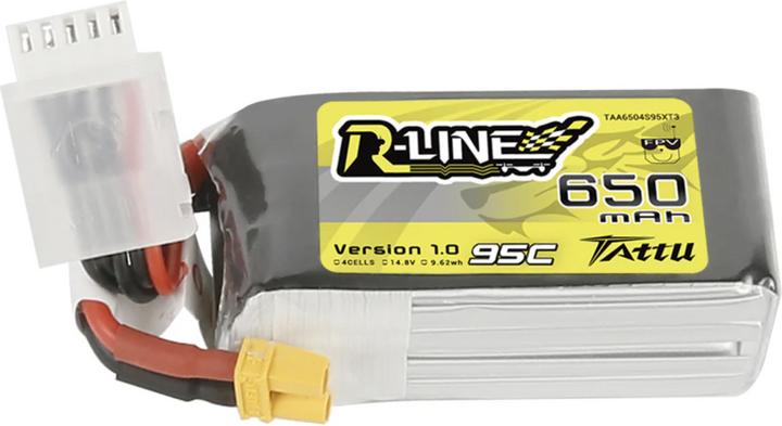 Actual product image Tattu Model battery pack (LiPo) 14.8 V 650 mAh Cell count: 4 95 C Softcase XT30 (14.80 V, 650 mAh)