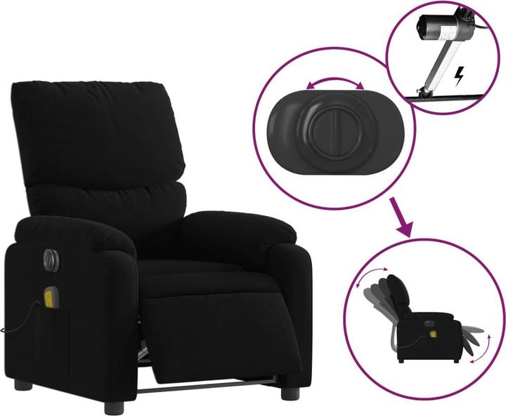 Produktbild VidaXL Massagesessel Schwarz Stoff,Farbe: Schwarz,Material: Stoff