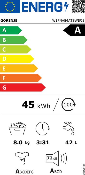 Energie-Label Gorenje GORE Waschautomat (8 kg, Rechts, EU-Stecker)