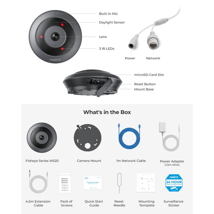 Actual product image Reolink Fisheye Series W520 WiFi (2560 x 2560 pixels)