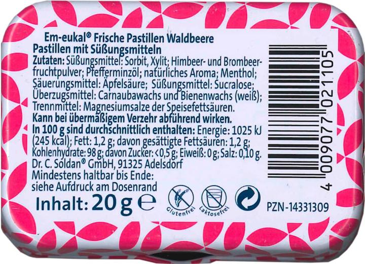 Image du produit Em-eukal Pastilles fraîches aux baies des bois sans sucre avec xylitol (20 pcs, 20 g)