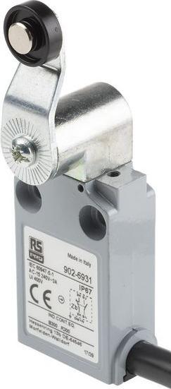 Actual product image Rs Pro LS IP67 14 nyl roller lever 1NO+1NC 1m