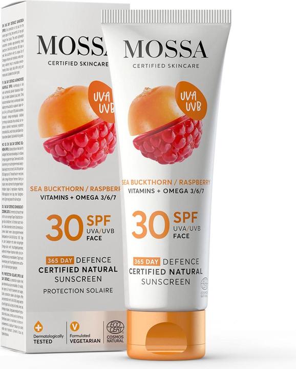 Image du produit Mossa Crème solaire Spf30 Framboise Naturelle 50ml (Crème solaire, 50 ml)