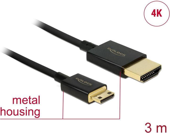 Immagine prodotto Delock HDMI-A/HDMI Mini-C, cavo HDMI Tipo A (standard) HDMI Tipo C (mini) (3 m, HDMI)