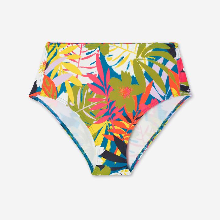 Olaian Bikini-Hose Surfen Damen hoher Bund Romi geblümt mehrfarbig (40, 42)