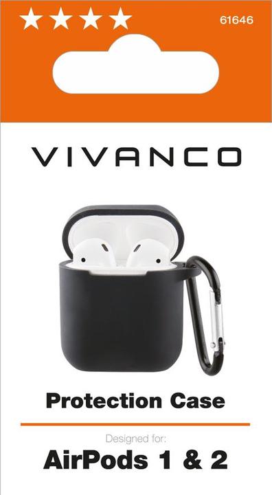 Actual product image Vivanco Apple AirPod Case 1&2 black 61646 AIRPODCASEVVBK Protective Case with Carabiner (Headphone bag)