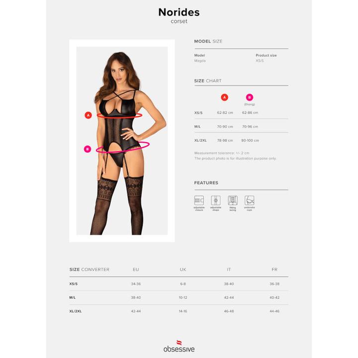 Productafbeelding Obsessive Norides Korset & String (XS, S)