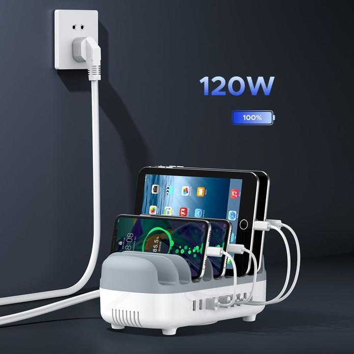 Actual product image Orico Adapter DUK-10P-V1 Smart Charging Station 10 x USB-A - White (120 W)