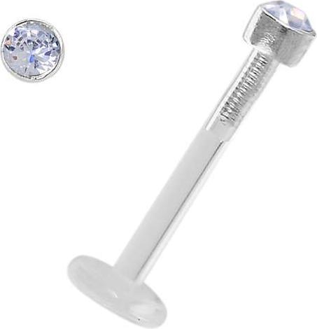 Produktbild Bijouteria Piercing für Lippe/Tragus (Bioplast, Silber 925, Swarovski Kristall)