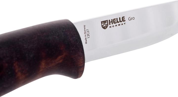 Image du produit Helle Couteau de ceinture GRO, acier Sandvik 12C27, inoxydable, manche en bouleau, étui en cuir (9.30 cm)
