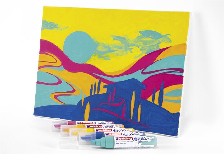 Image du produit Edding Acrylmarker (Trafic jaune, Bleu gentiane, Jaune soleil, Turquoise, Bleu magenta, 10 mm, 5 x)