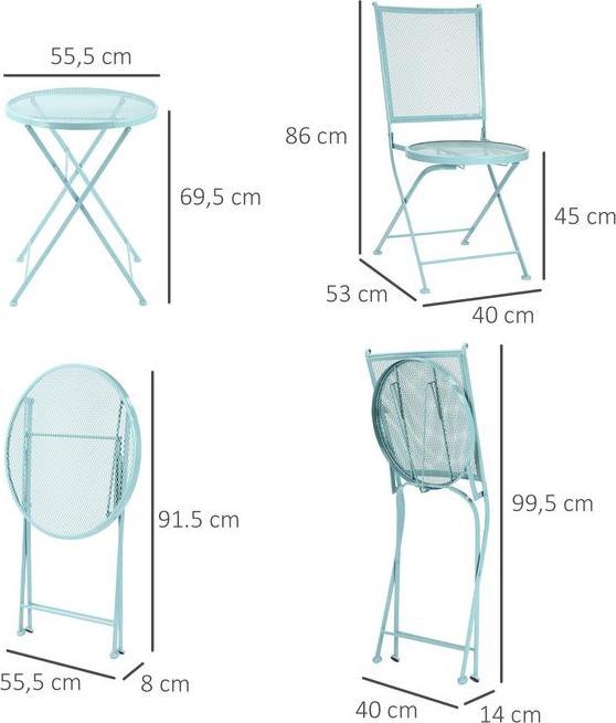 Immagine prodotto Swisshandel24 Set di sedute da giardino per 2 persone set bistrot 1 tavolo + 2 sedie pieghevoli per terrazza (55.50 cm)