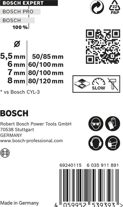 Actual product image Bosch Professional Zubehör EXPERT MultiConstruction CYL-9 drill bit set, 5.5/6/7/8 mm, 4 pcs. (6 mm, 5.5 mm, 7 mm, 8 mm)