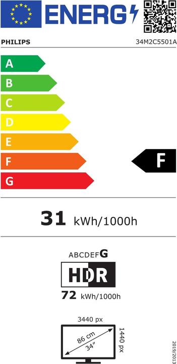 Energie-Label Philips Evnia 34M2C5501A (3440 x 1440 Pixel, 34")