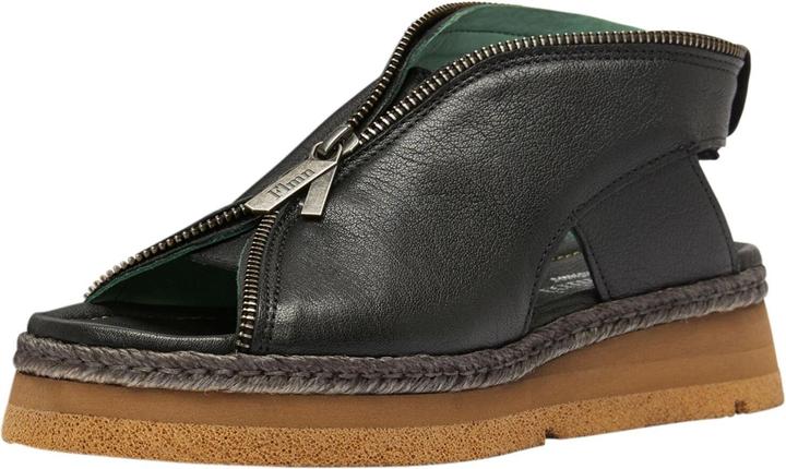 Immagine prodotto Felmini ISQUIA D387 - Sandali piatti con plateau in vera pelle nera. Con elastico posteriore (39)