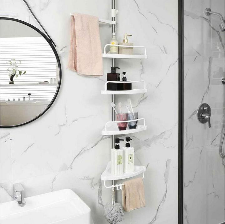Immagine prodotto Songmics Mensola telescopica per doccia BCB02SW bianco 25,0 x 35,0 x 85,0 - 300,5 cm