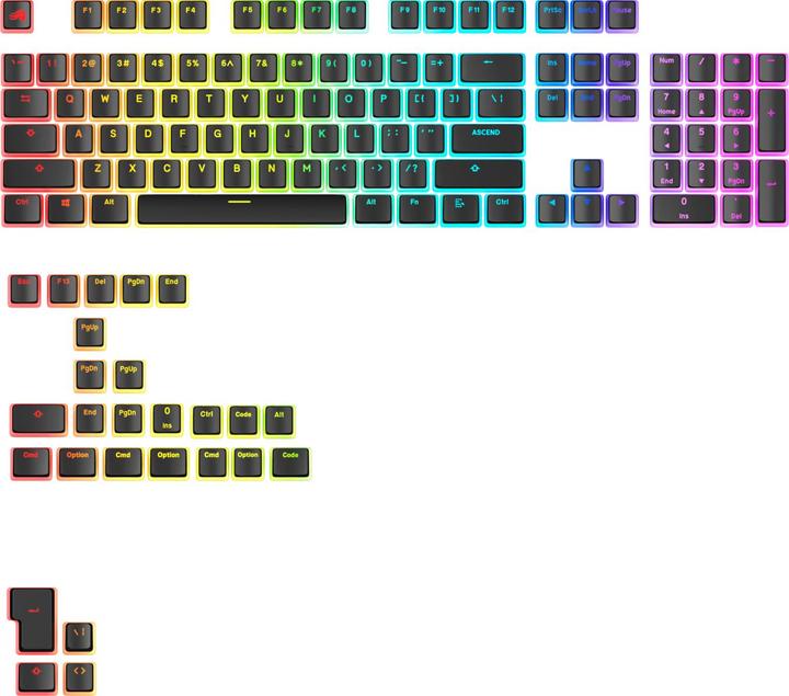 Actual product image Glorious Aura V3 Keycaps, ANSI Layout (US), PBT, Doubleshot - Black