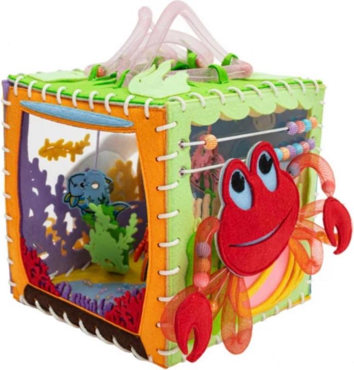 Produktbild Montessori MOTORIKWÜRFEL - WEICHES BUCH - Sensory Board - Wunderwürfel Aquarium - Montessor® - Spass am Lernen