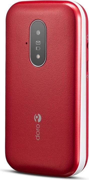 Actual product image Doro 6821 - 4G feature phone - microSD slot - 320 x 240 pixels - rear camera 2 MP - rød og hv (2.80", 2 Mpx, 4G)