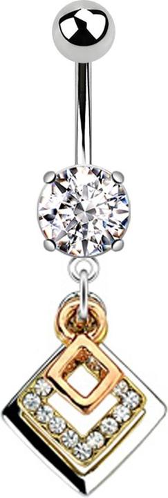 Star Piercing Banane silber mit Anhänger drei vierecken (Chirurgenstahl 316L, ohne Messing)