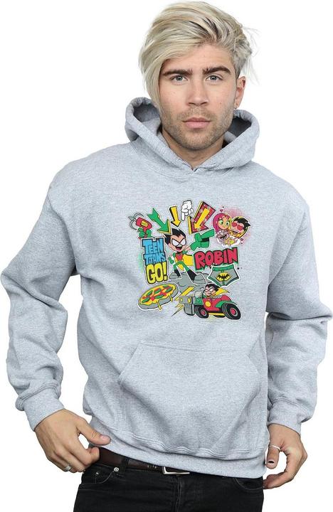 Actual product image Mens Teen Titans Go Robin Montage Hoodie (3XL)