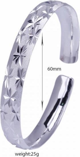 Actual product image Hermex LUXURY Platinum Plated Bangle Bracelet Charms Zirconia - Platinum (21 cm, Copper-nickel alloy)