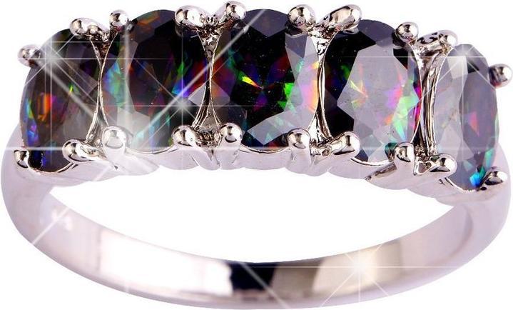 Produktbild Hermex versilberter Ring mit Regenbogen Topas - Gr. 57 / Size 8 (57)