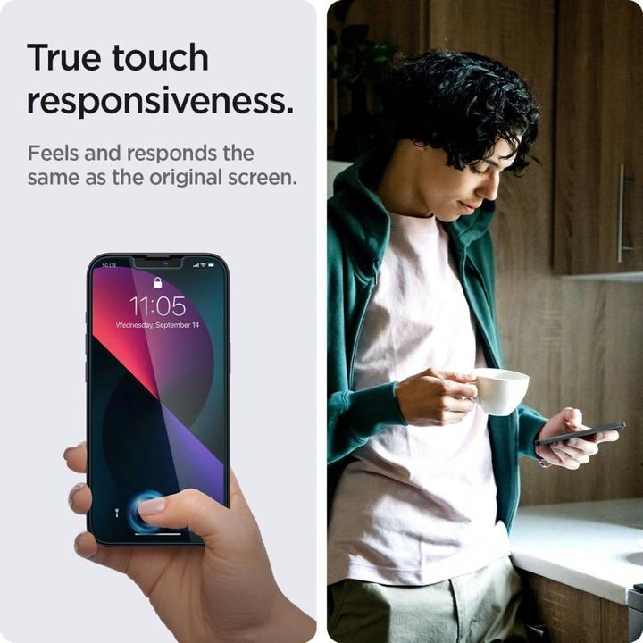 Produktbild Spigen Glas.tR EZ Fit (2 Stück, Apple iPhone 14, Apple iPhone 13, Apple iPhone 13 Pro)