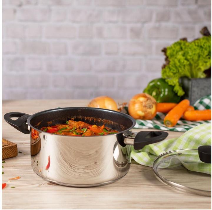 Produktbild Kuhn Rikon Classic Kochtopf 2.3L/18 cm beschichtet mit Glasdeckel (18 cm, Kochtopf, Edelstahl)