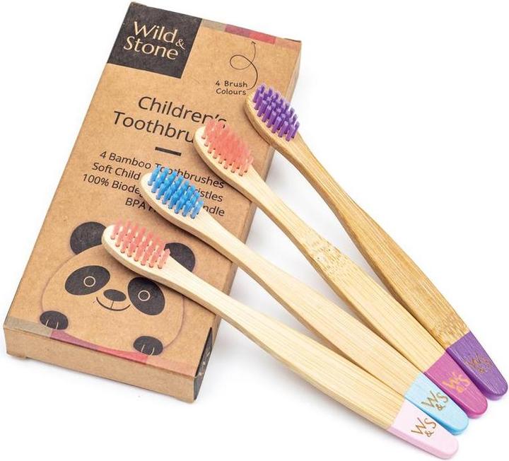 Image du produit Wild & Stone Brosses à dents pour enfants en bambou, soft, candy, pack de 4 (Souple, 4 x)