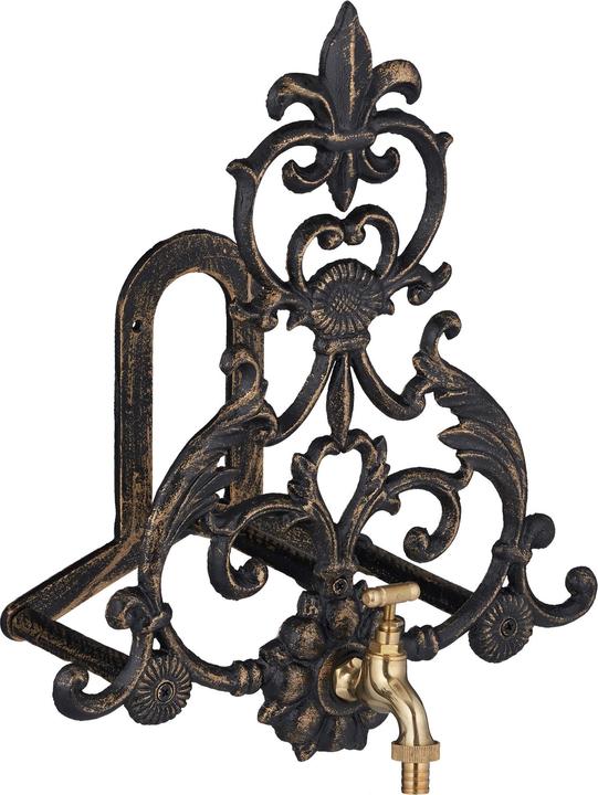 Actual product image Relaxdays Hose Holder with Faucet, Vintage Design (0.14 m)