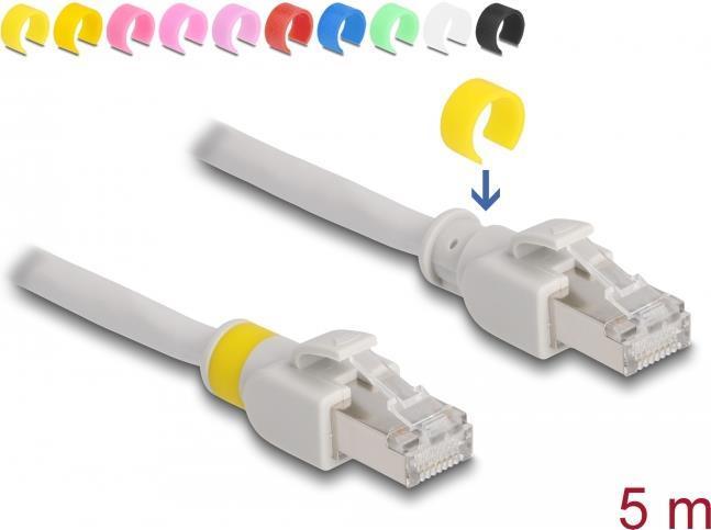 Produktbild Delock Netzwerkkabel RJ45 Cat.6A S/FTP mit farbigen Clips 5 m (S/FTP, CAT6a, 5 m)
