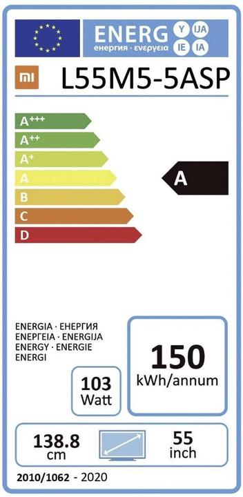 Energie-Label Xiaomi L55M5-5ASP (55", LCD, 4K, 2019)