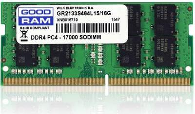 Goodram Laptop memory module GR2666S464L19/16G 16 GB 1 x 16 GB DDR4 RAM 2666 MHz CL19 (1 x 16GB, 2666 MHz, DDR4-RAM, SO-DIMM)