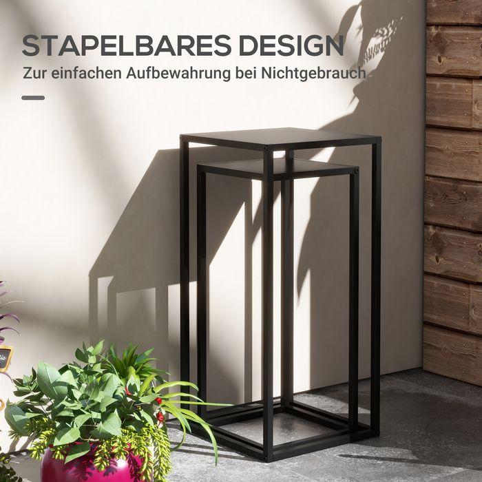 Produktbild Swisshandel24 2er-Set Pflanzenständer, Pflanzenhocker mit Stahlbeine, Skandinavischem Design, Blumenständer, Schwa