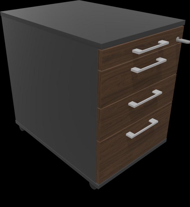 Gris argenté, Noir, Décor noyer foncé avec structure, Gris foncé