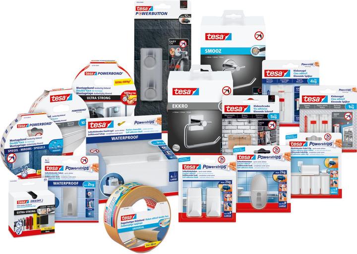 Productafbeelding tesa Powerstrips haken LARGE rechthoek, zwart gemaakt van hoogwaardig kunststof, herbruikbaar met