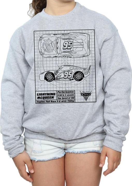 Immagine prodotto Disney Cars Lightning McQueen Blueprint Felpa Ragazze (140, 146)