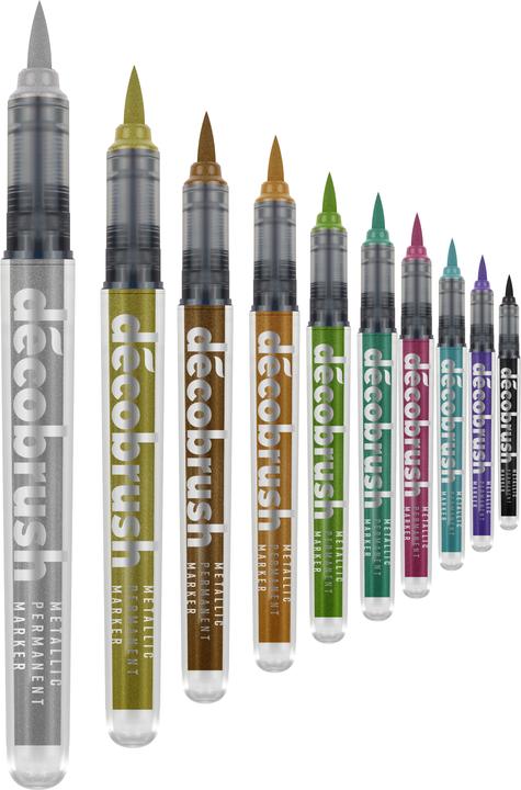 Produktbild Karin Brush Marker Pro Metall Box (Metallic Silver, Metallic Blue, Metallic Red Gold, Metallic Violet, Metallic Light Green, Metallic Black, Metallic Green, Metallic Copper, Metallic Pink, Metallic Gold, 10 x)